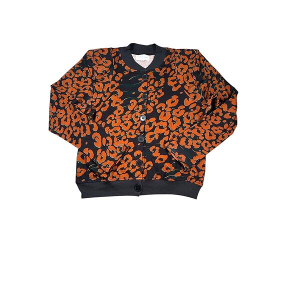 Corey Lynn Calter Womens Size Medium Orange Rust Leopard Cardigan Button Front - Picture 3 of 9
